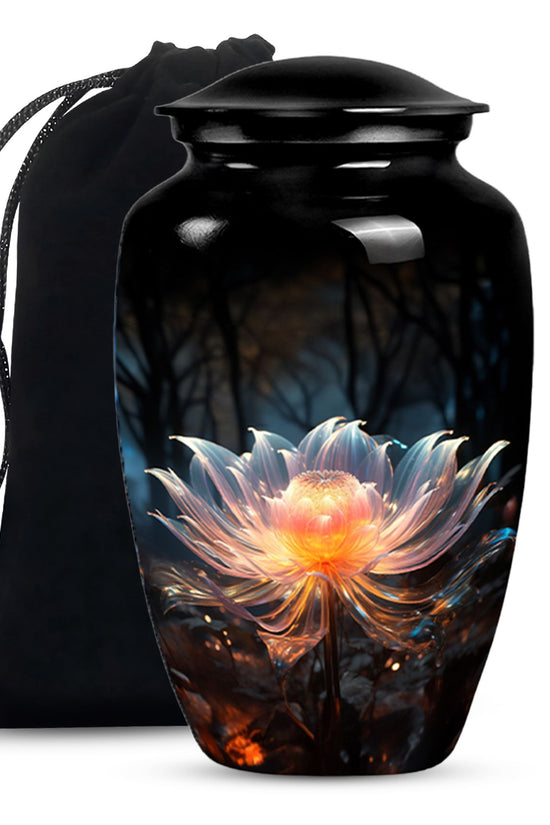 Lily Forest Theme Cremation Urn - Aluminium Funeral Urn For Loved Ones
