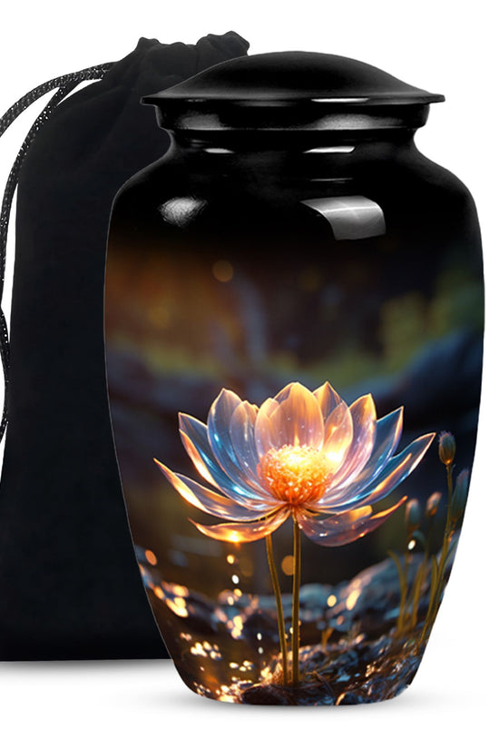 Glowing Lotus Memorial Urn - Large Cremation Urn For Ashes