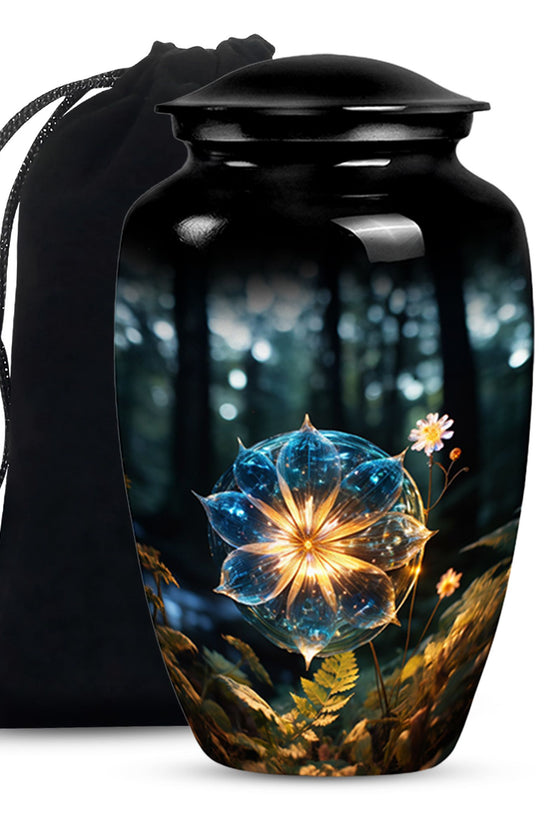 Mystic Forest Flower Cremation Urn - Fantasy Memorial Urn For Human Ashes