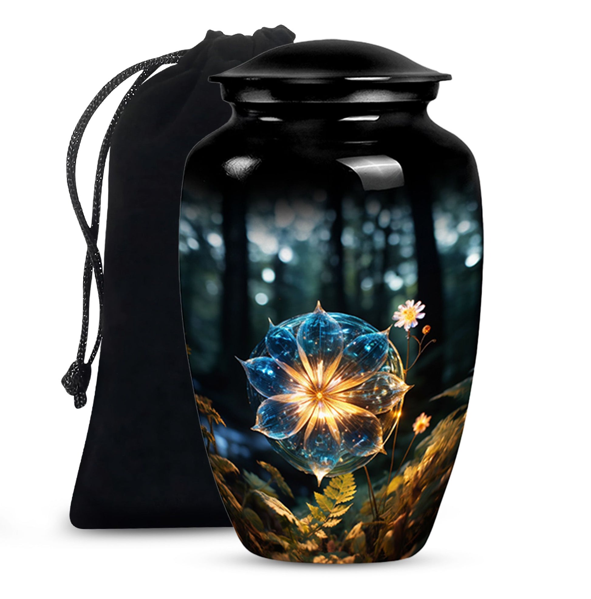 Mystic Forest Flower Cremation Urn - Fantasy Memorial Urn For Human Ashes