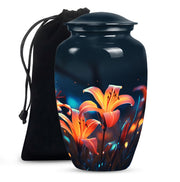 Lily Theme Memorial Urn - Funeral Urn For Male & Female