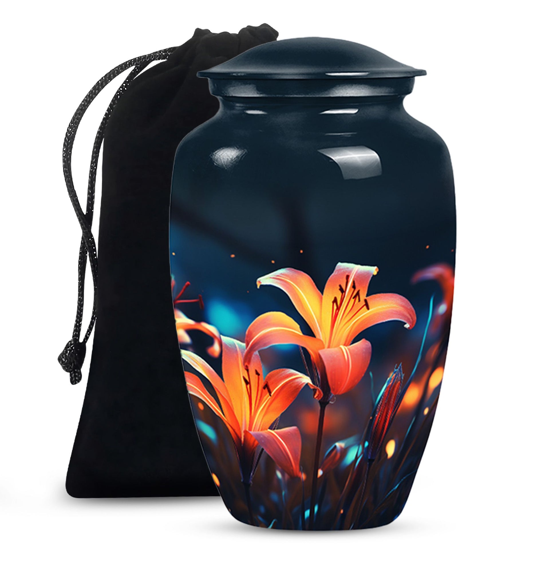 Lily Theme Memorial Urn - Funeral Urn For Male & Female