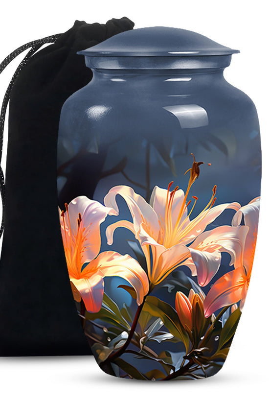 Serene Lily Flower Memorial Urn - Beautiful Cremation Urn For Ashes