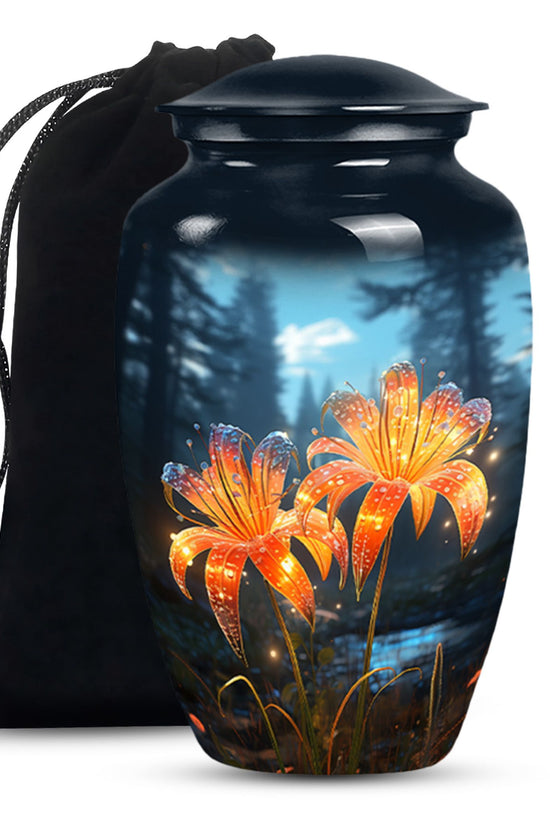 Nature Lily Memorial Urn - Burial Cremation Urn For Adult Ashes