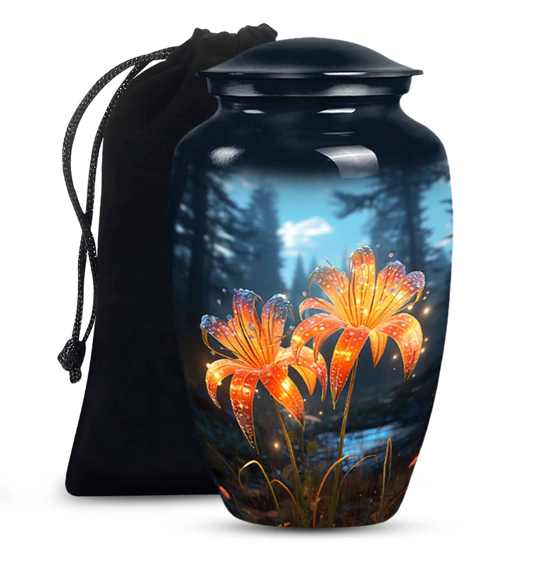 Nature Lily Memorial Urn - Burial Cremation Urn For Adult Ashes