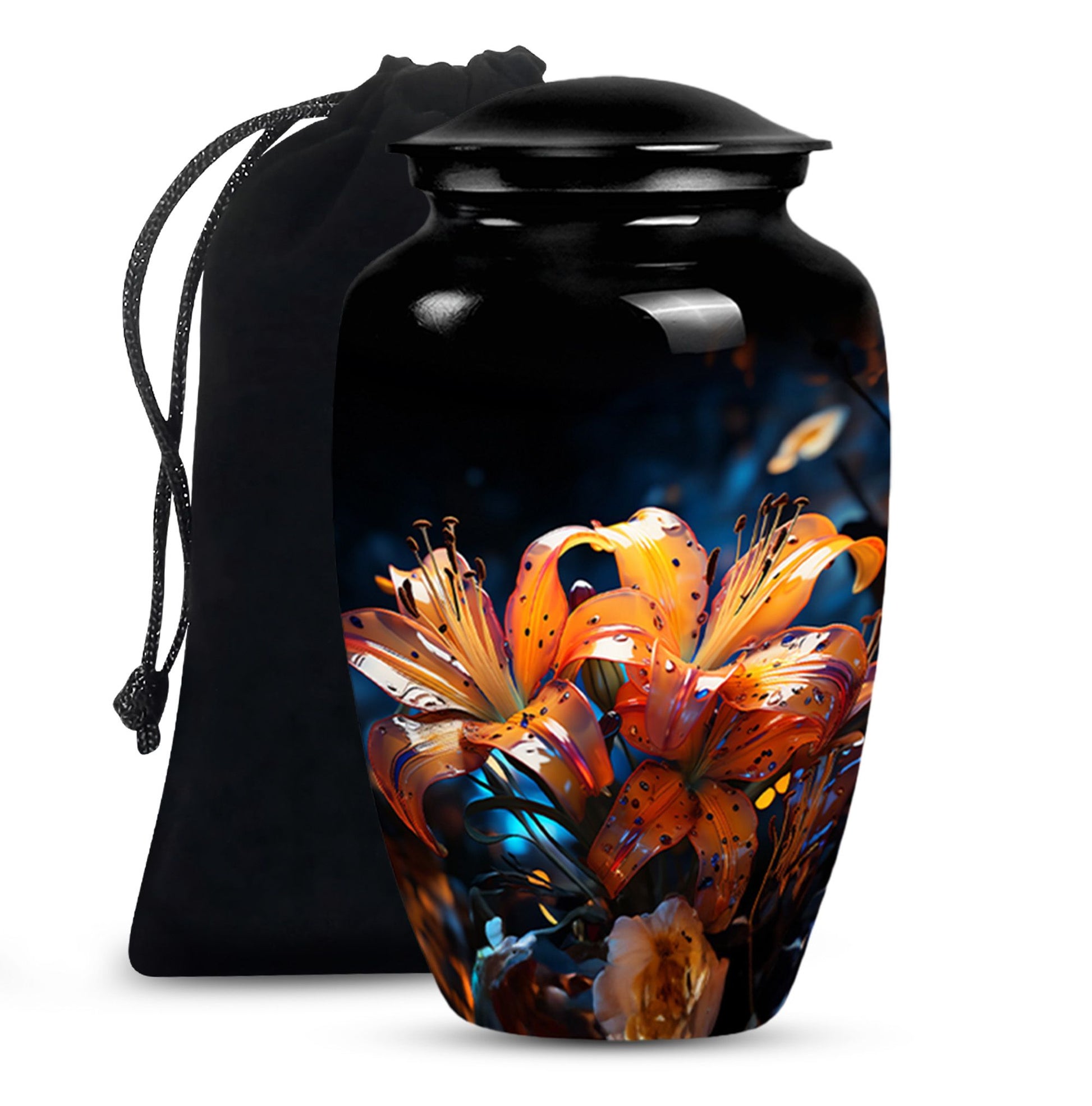 Tiger Lily Cremation Urn - Elegant Floral Memorial Urn For Human Ashes