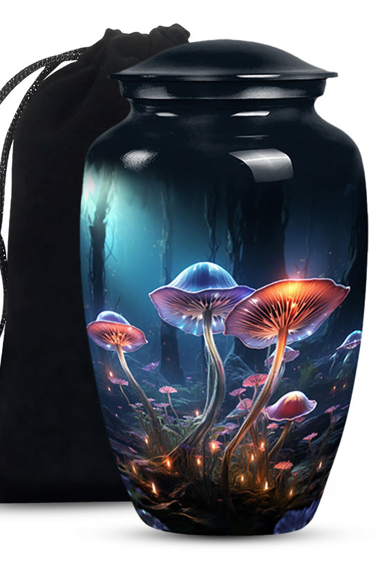 Glowing Mushroom Funeral Urn For Ashes - Aluminium Cremation Urn For Ashes