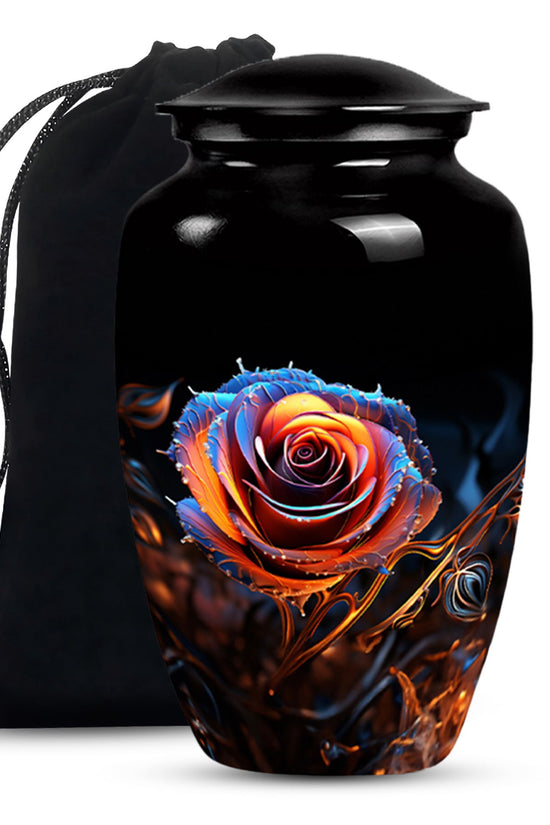 Beautiful Rose Theme Memorial Urn - Aluminum Cremation Urn For Loved Ones
