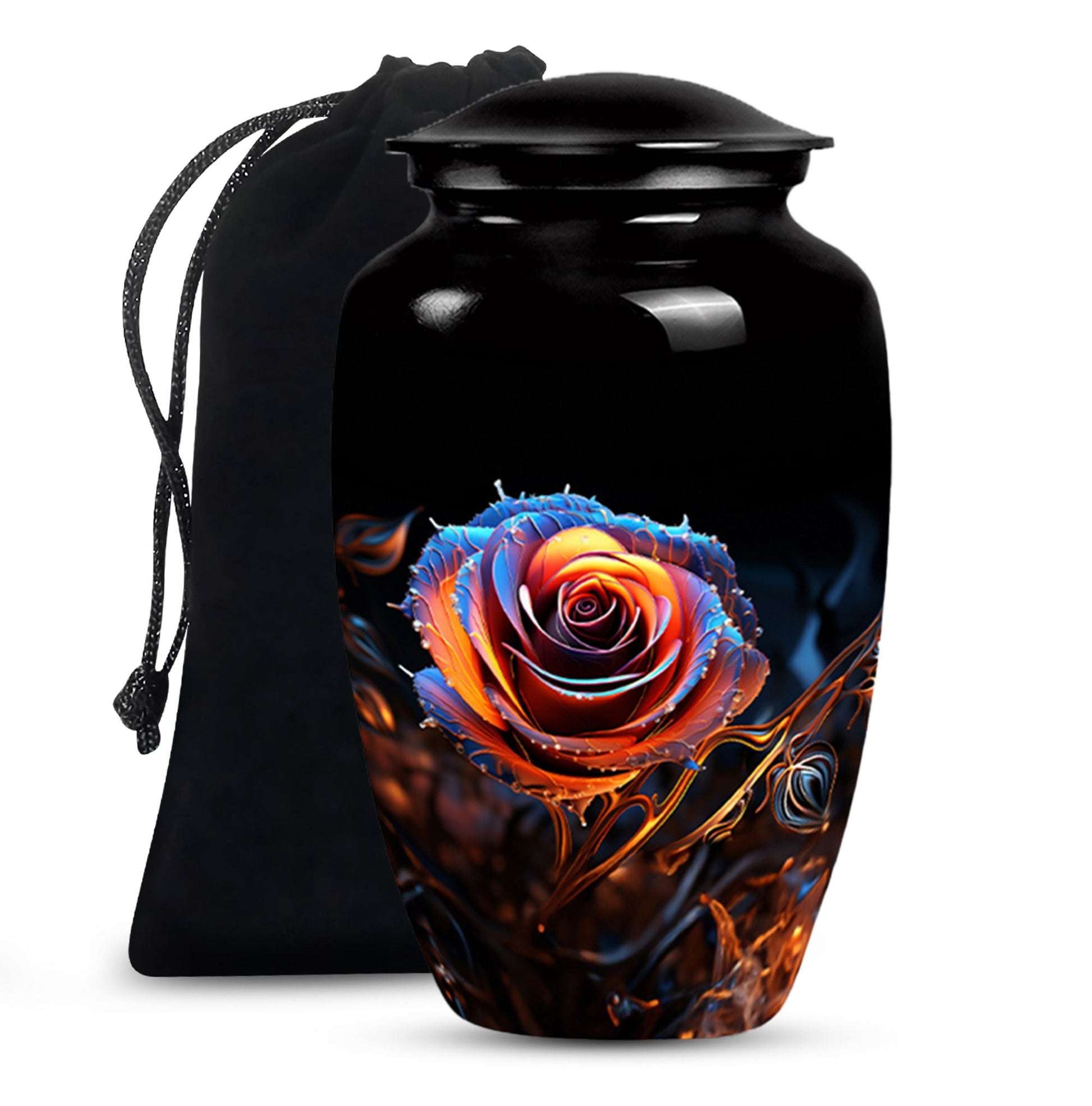 Beautiful Rose Theme Memorial Urn - Aluminum Cremation Urn For Loved Ones