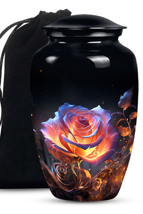 Glowing Rose Cremation Urn - Fantasy Memorial Urn For Ashes