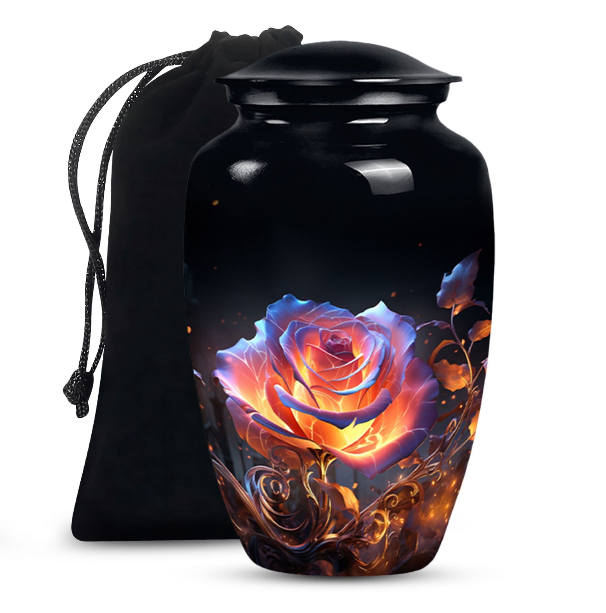 Glowing Rose Cremation Urn - Fantasy Memorial Urn For Ashes
