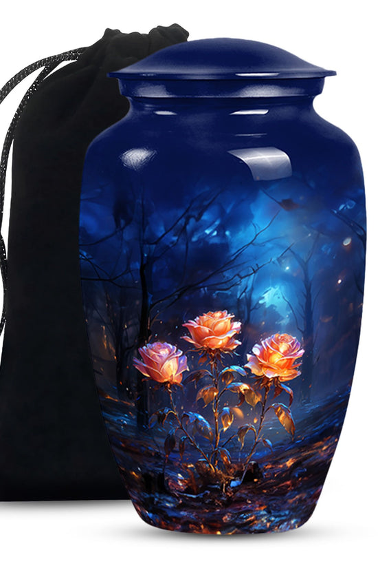 Beautiful White Rose Memorial Urn - Large Funeral Urn For Ashes