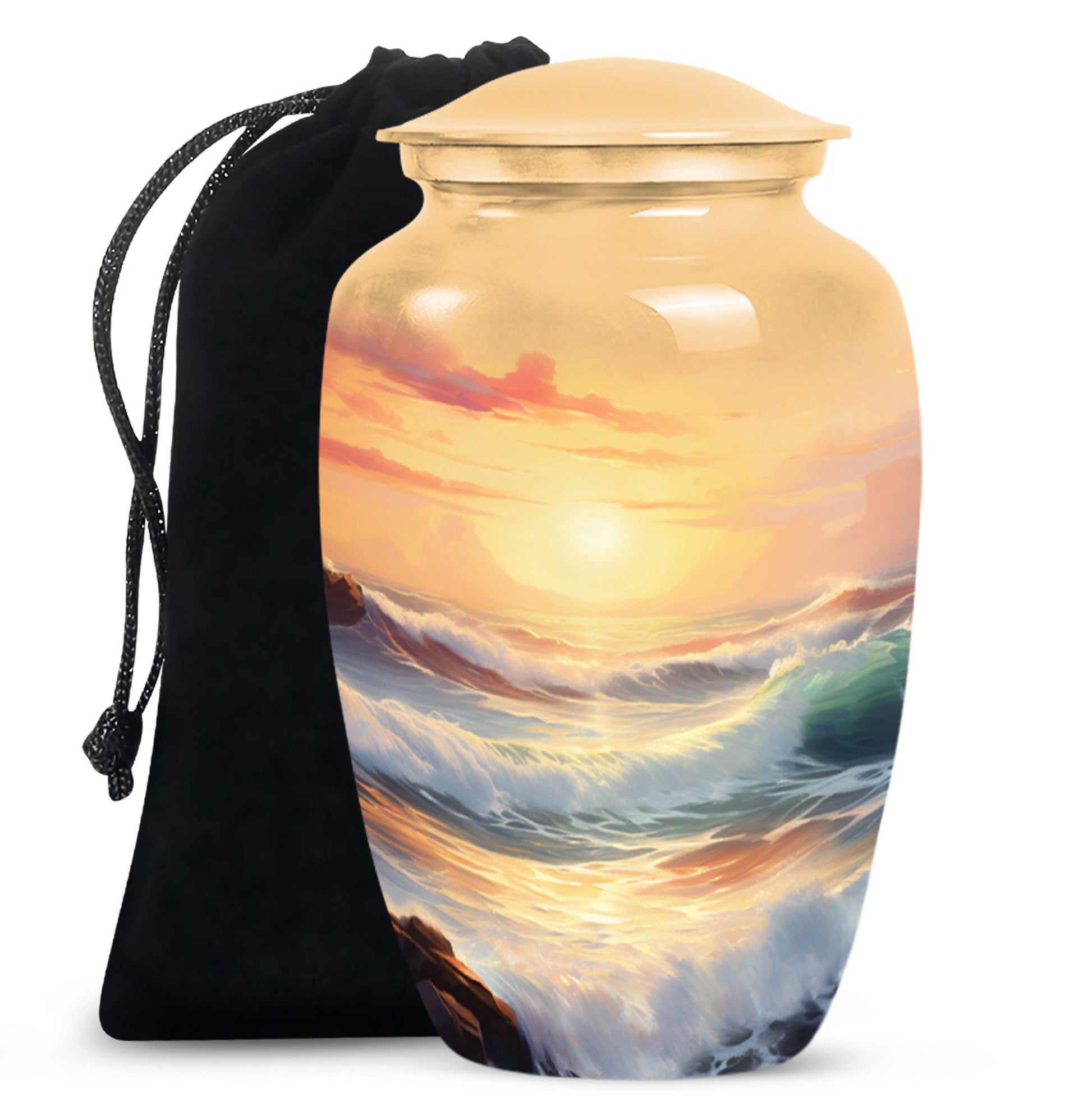 Beautiful Beach Theme Funeral Urn - Sunset Memorial Urn For Adult Ashes