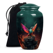 Green Hummingbird Funeral Urn - Decorative Memorial Urn For Adults Ashes