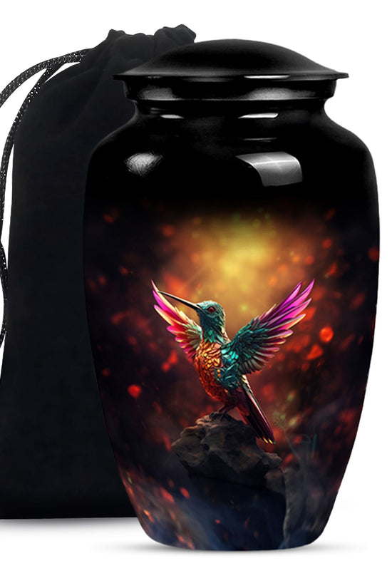 Colourful Hummingbird Memorial Urn - Premium Funeral Urn For Loved Ones