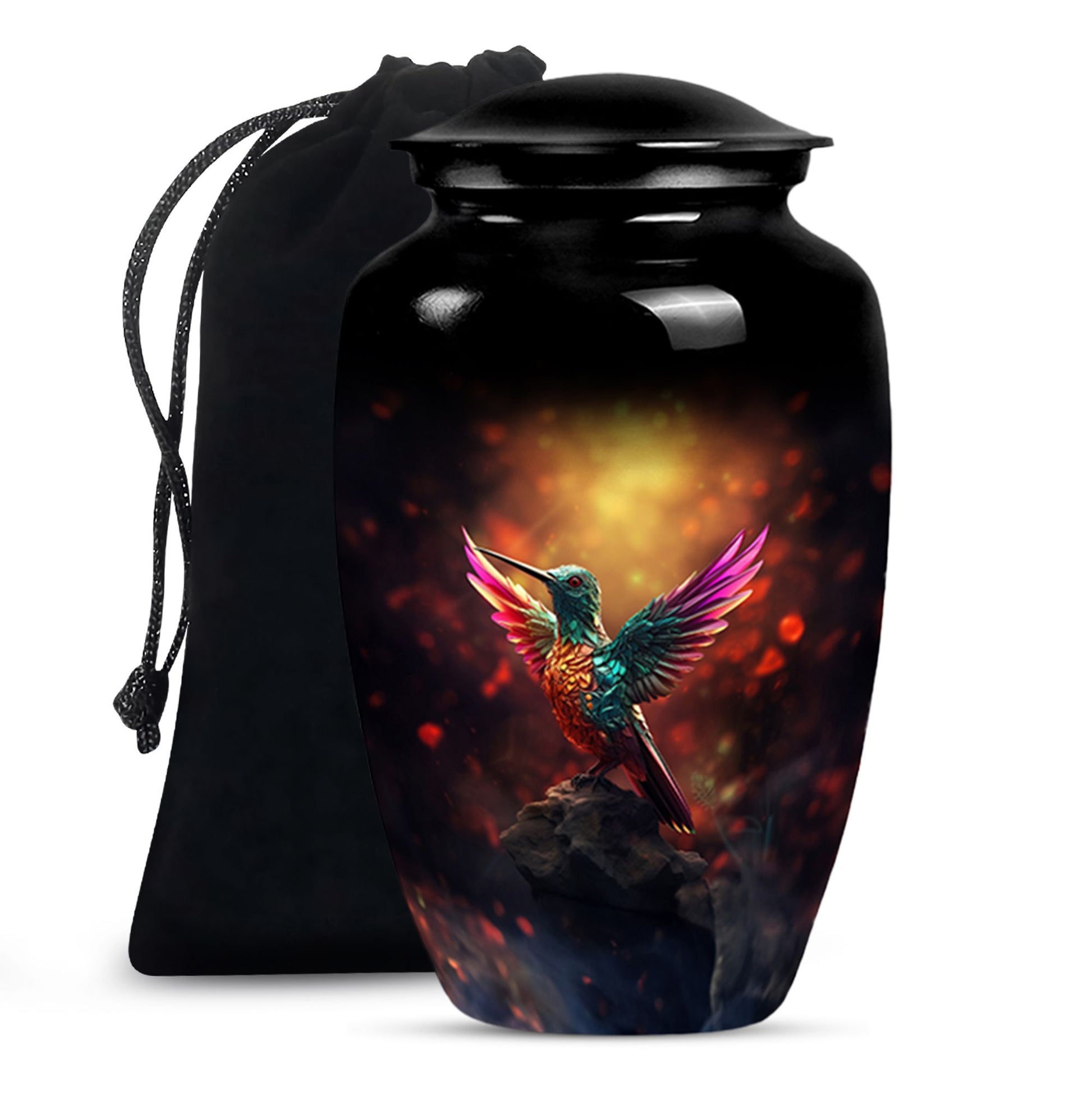 Colourful Hummingbird Memorial Urn - Premium Funeral Urn For Loved Ones