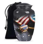 US Flag Theme Memorial Urn - Large Cremation Urn For Human Ashes