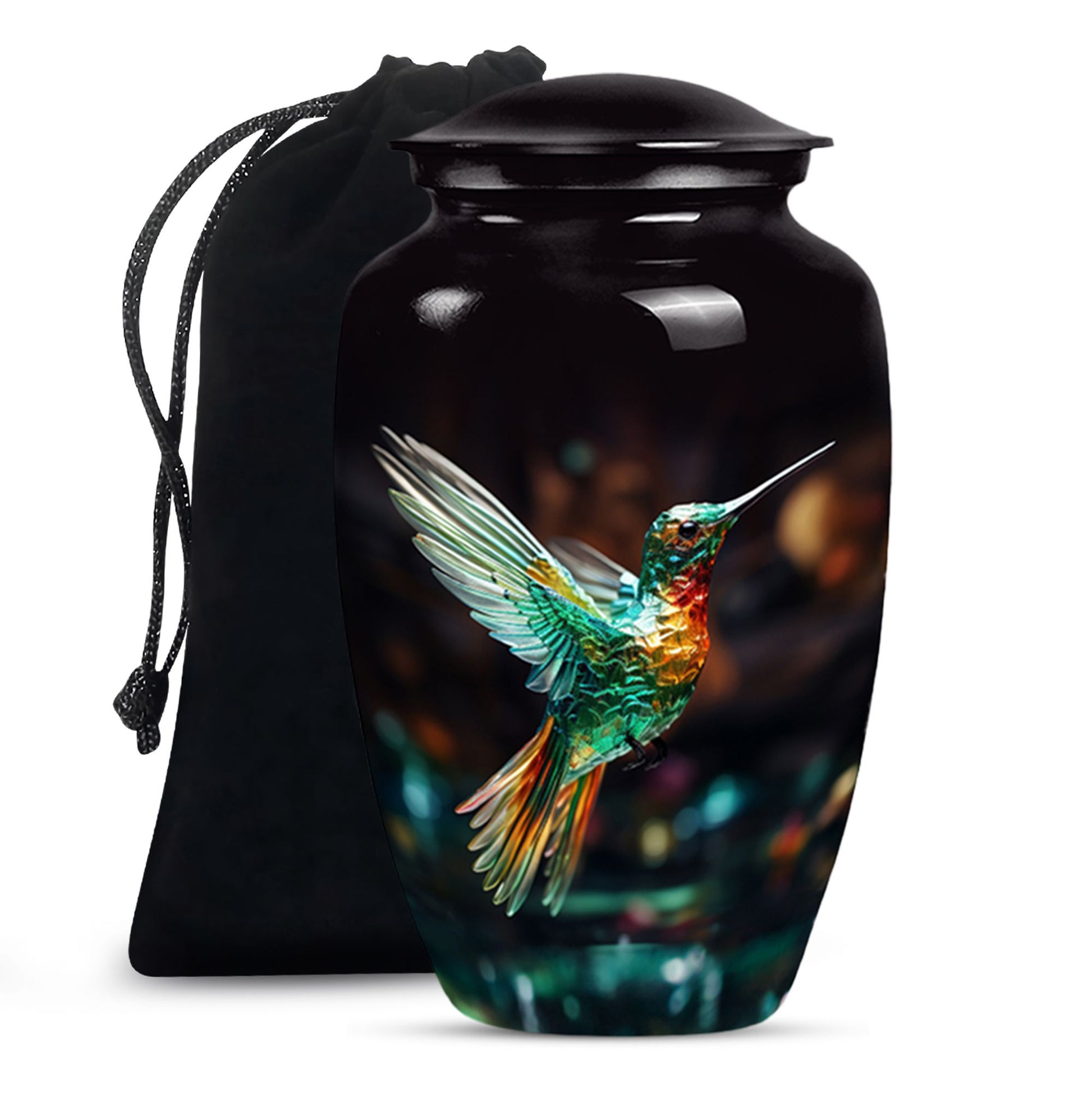 Crystal Hummingbird Theme Cremation Urn - Luxury Funeral Urn For Loved Ones