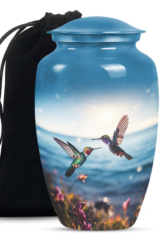 Couple Hummingbird Theme Funeral Urn - Beautiful Ashes Urn For Adults