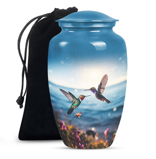 Couple Hummingbird Theme Funeral Urn - Beautiful Ashes Urn For Adults
