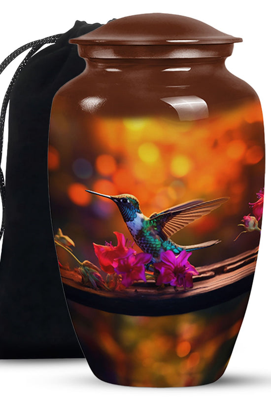 Green Hummingbird Funeral Urn - Large Funeral Urn For Human Ashes