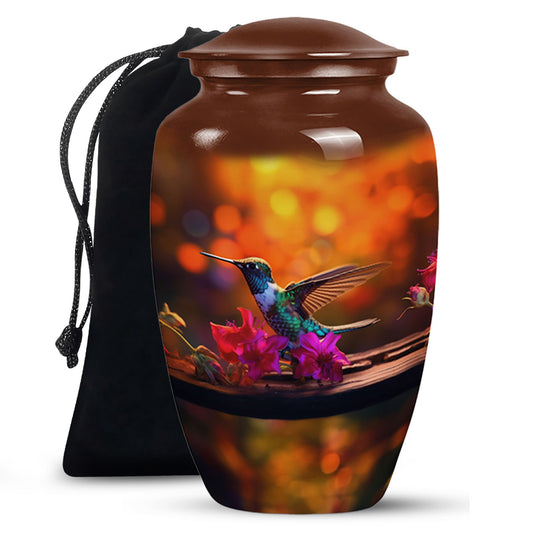 Green Hummingbird Funeral Urn - Large Funeral Urn For Human Ashes