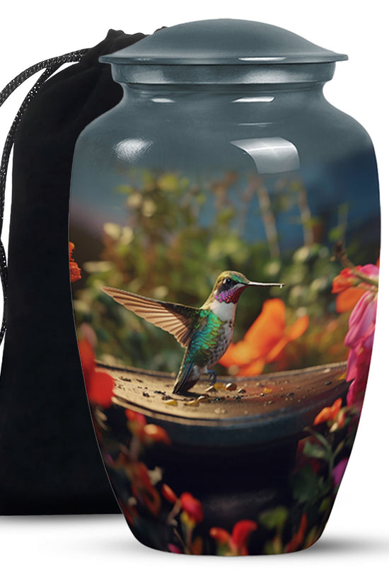 Elegant Hummingbird Memorial Urn - Aluminium Cremation Urn For Human Ashes