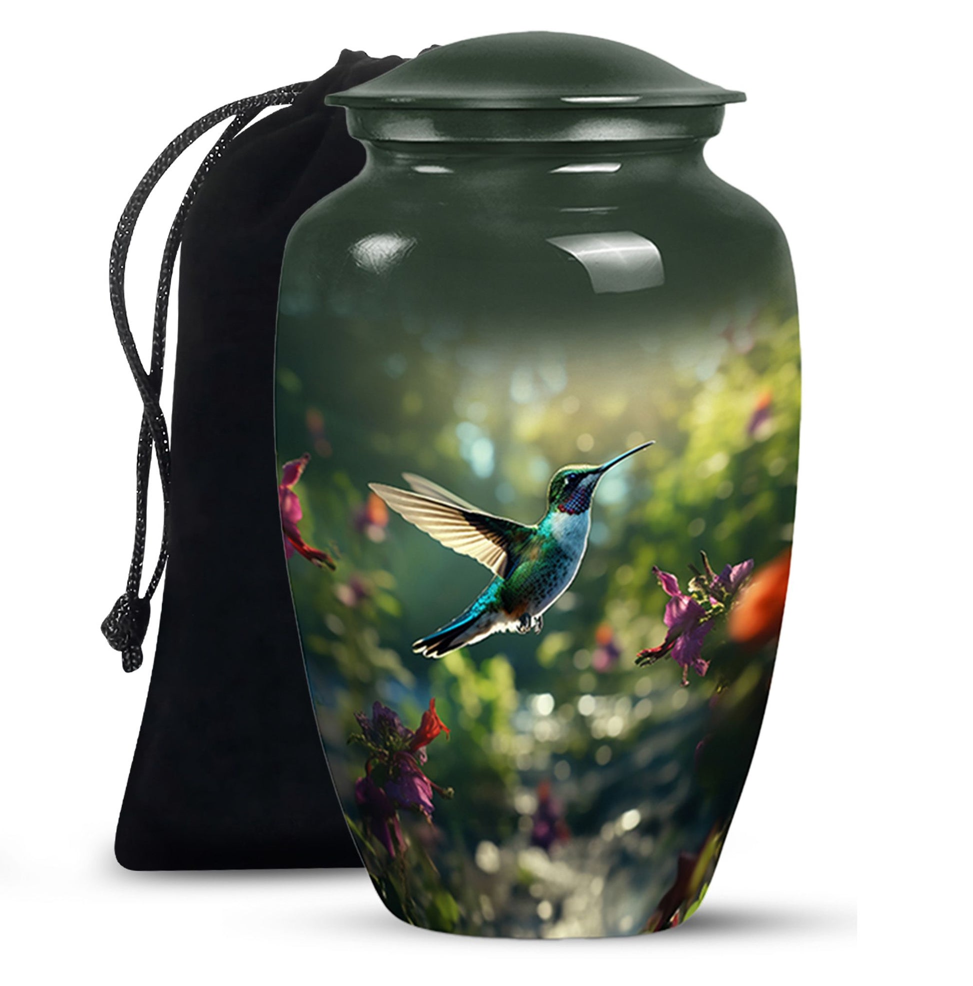 Hummingbird Cremation Urn - Forest Theme Urn For Human Ashes