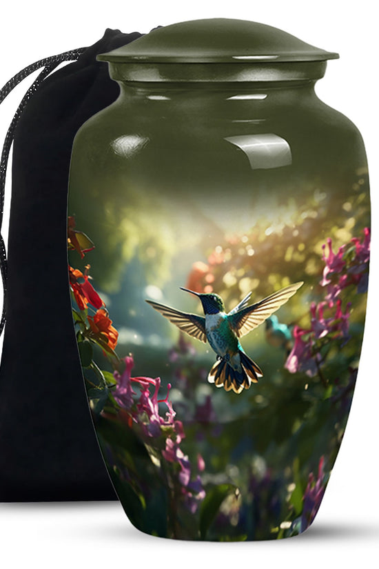 Flying Hummingbird Cremation Urn - Aluminium Memorial Urn For Ashes