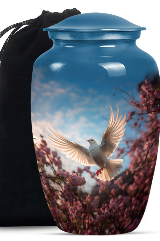 Beautiful Memorial Urn For Ashes - Dove Bird Theme CrematIon Urn