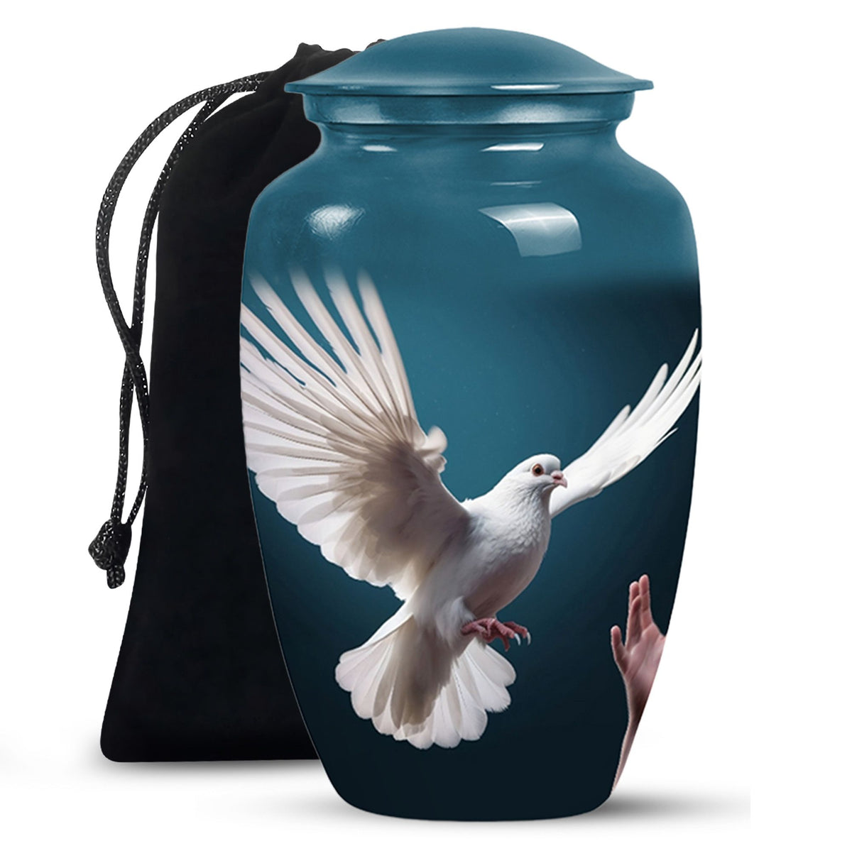 Dove Bird Beautiful Funeral Urn - Blue Aluminium Urn For Human Ashes