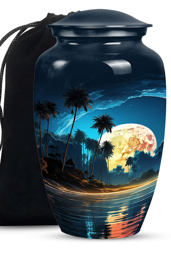 Night Beach Memorial Urn - Moonlight Cremation Urn For Loved Ones