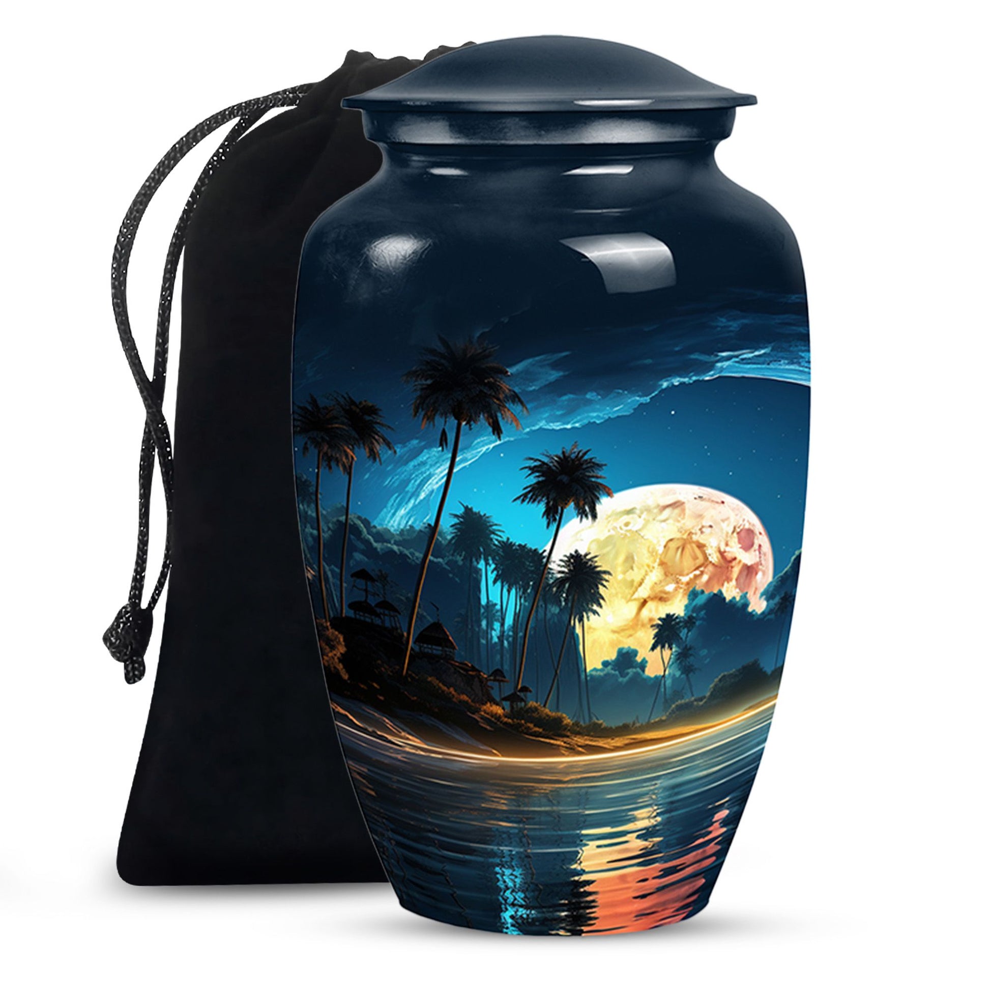 Night Beach Memorial Urn - Moonlight Cremation Urn For Loved Ones