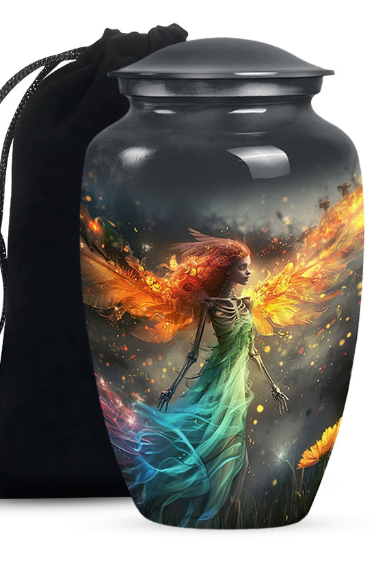 Flame Wing Angel Memorial Urn - Dark Cremation Urn For Male & Female