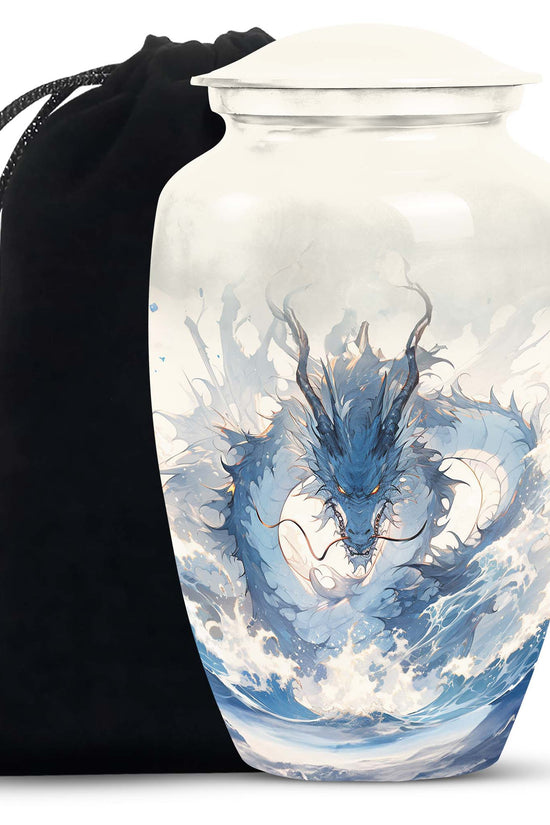Mystic Blue Dragon Cremation Urn For Adult - Artistic Funeral Urn For Ashes