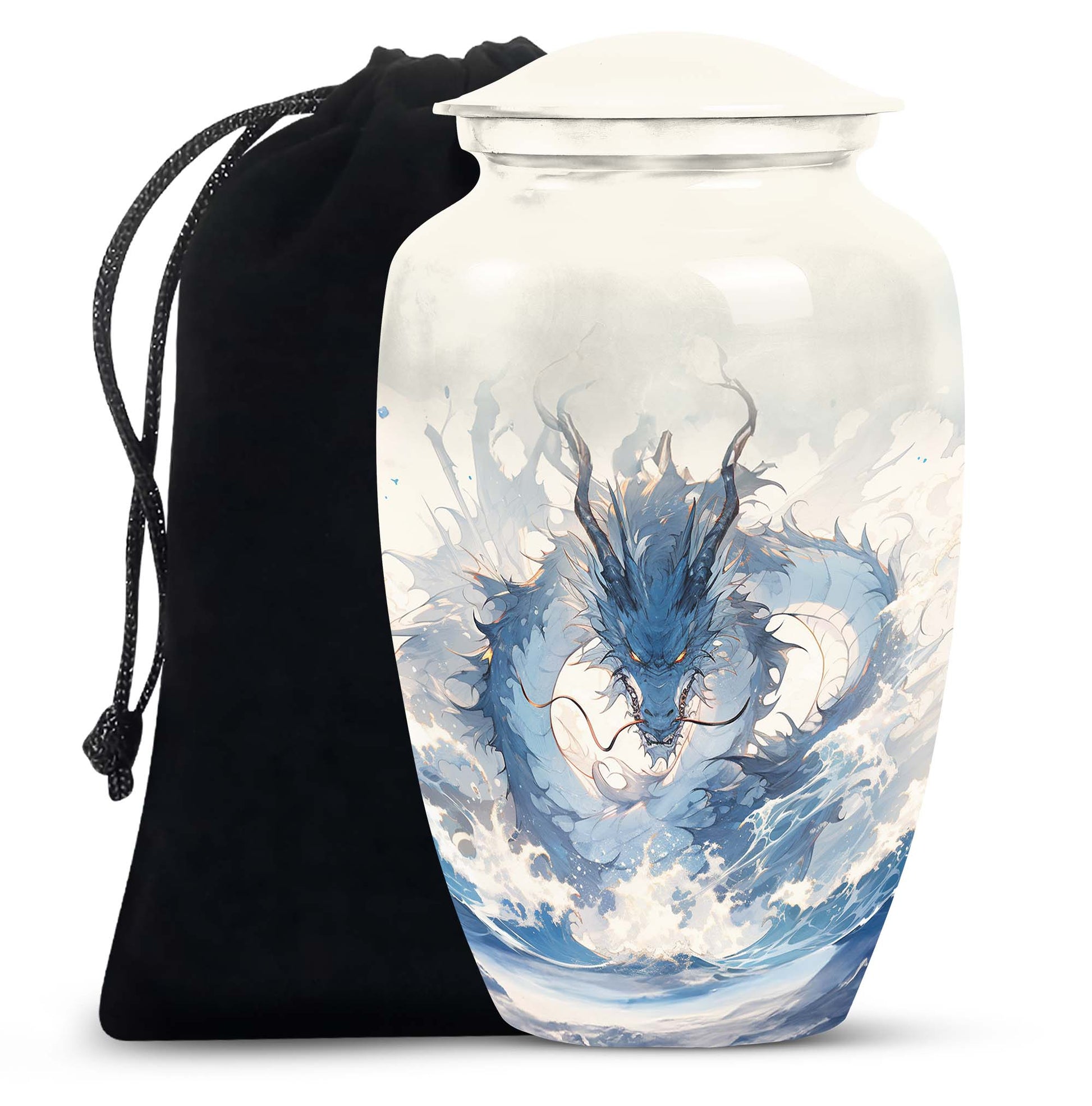Mystic Blue Dragon Cremation Urn For Adult - Artistic Funeral Urn For Ashes