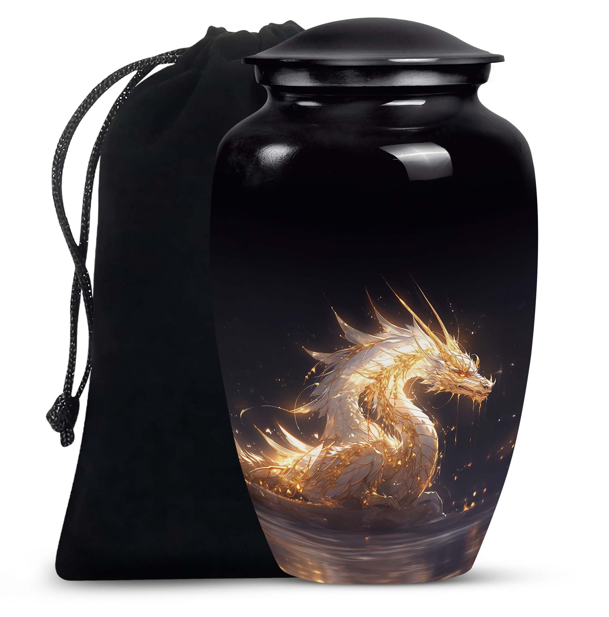 Black Shadow Dragon Cremation Urn For Ashes - Elegant Memorial Urn