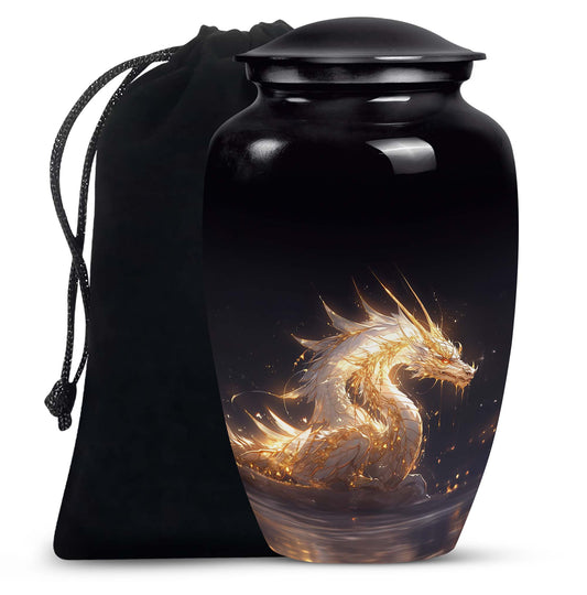 Black Shadow Dragon Cremation Urn For Ashes - Elegant Memorial Urn