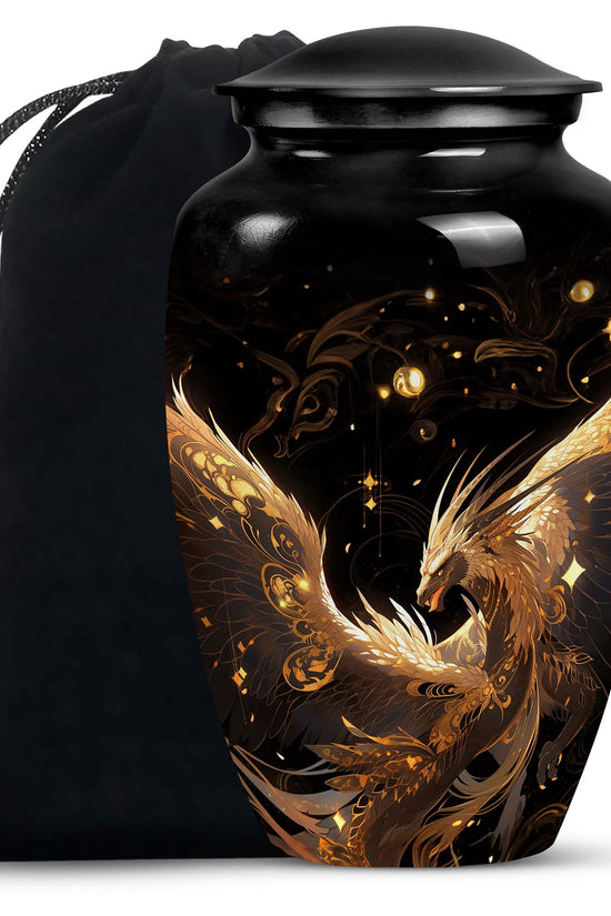 Celestial Silver Dragon Funeral Urn For Adults - Premium Aluminium Urn