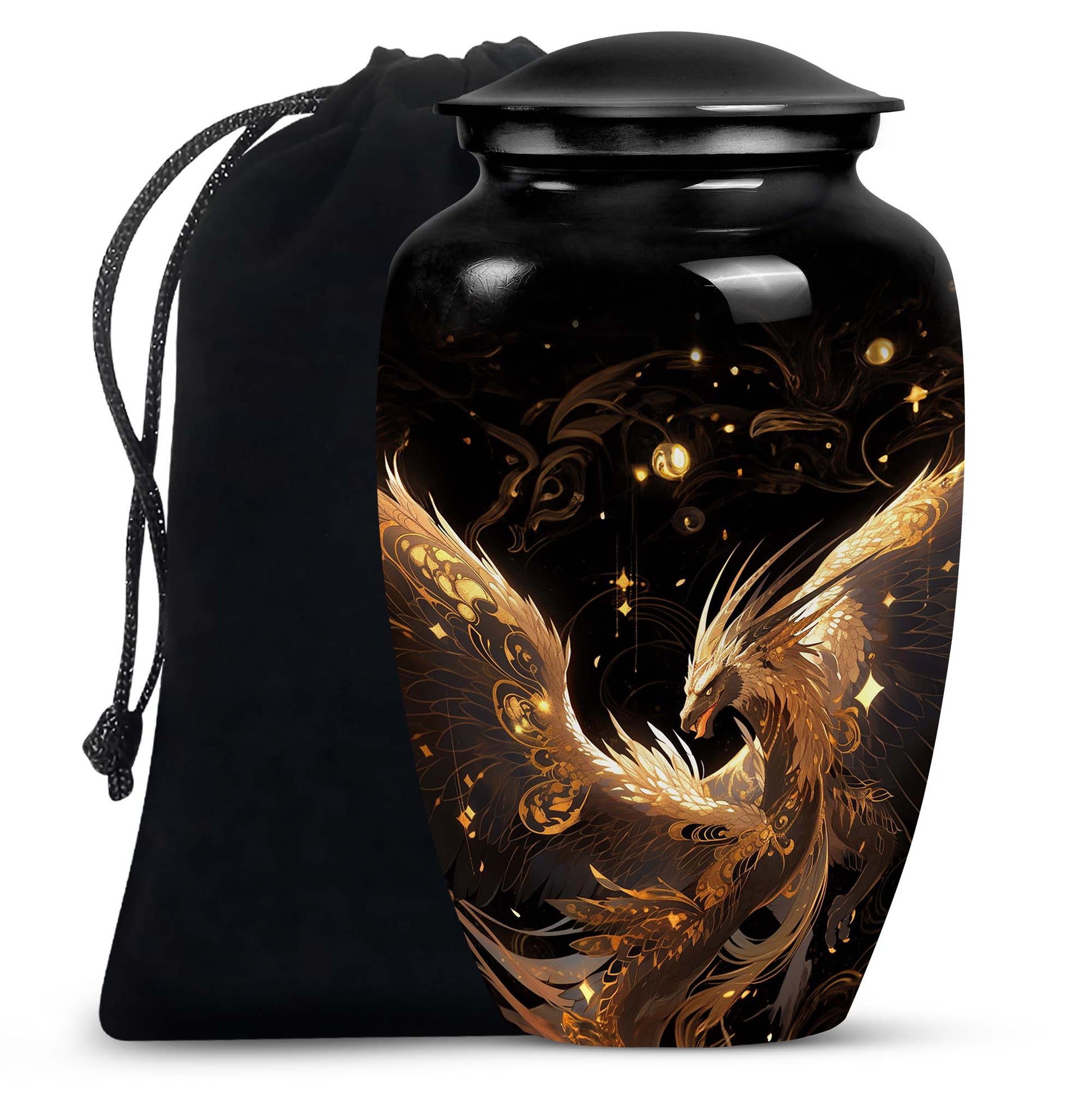 Celestial Silver Dragon Funeral Urn For Adults - Premium Aluminium Urn