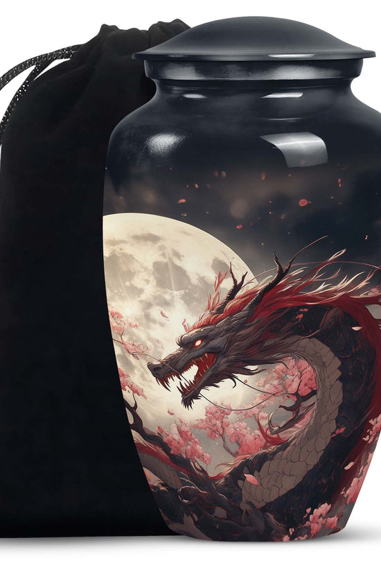 Red Dragon Funeral Urn - Beautiful Theme Memorial Urn For Loved Ones