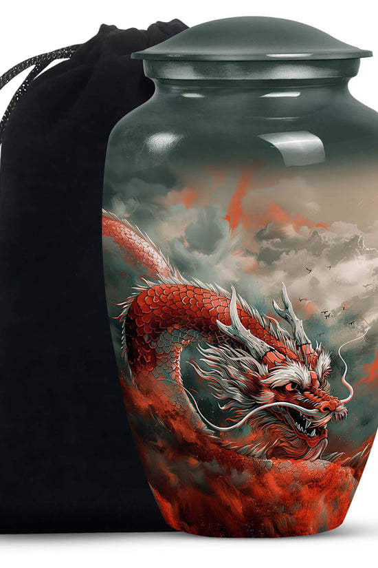 Midnight Dragon Moon Cremation Urn - Black Aluminium Urn For Adult Ashes
