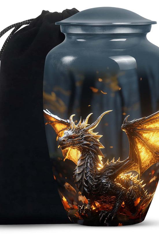 Golden Dragon Treasure Funeral Urn For Ashes - Luxury Memorial Urn