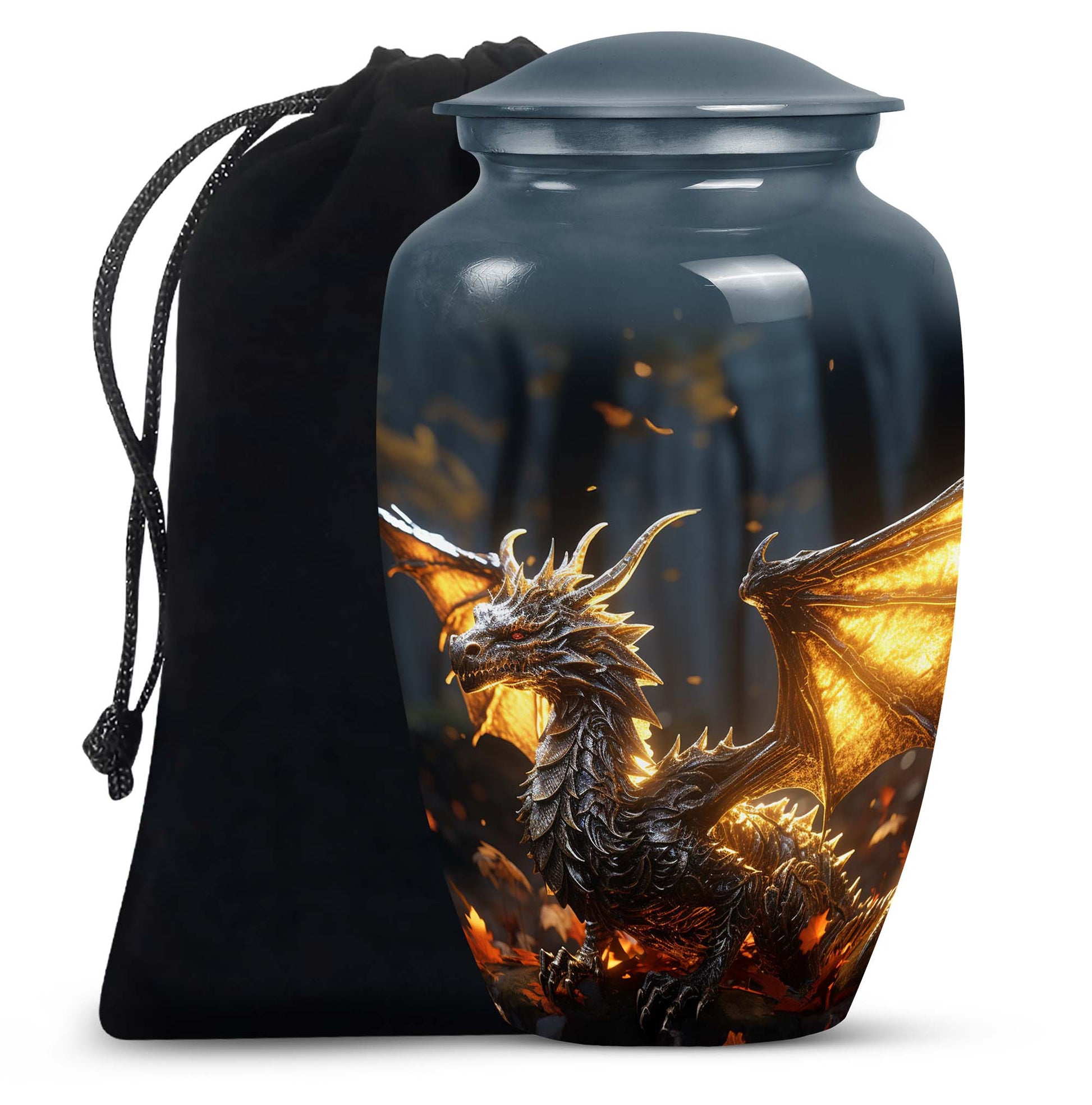 Golden Dragon Treasure Funeral Urn For Ashes - Luxury Memorial Urn