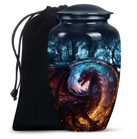 Blue Thunder Dragon Memorial Urn For Ashes - Decorative Cremation Urn