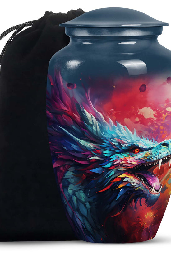 Colourful Artistic Cremation Urn - Large Memorial Urn For Adult Ashes