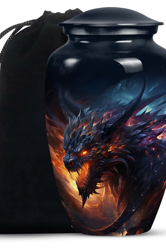 Dragon Flame Warrior Funeral Urn For Ashes - Premium Aluminium Memorial Urn