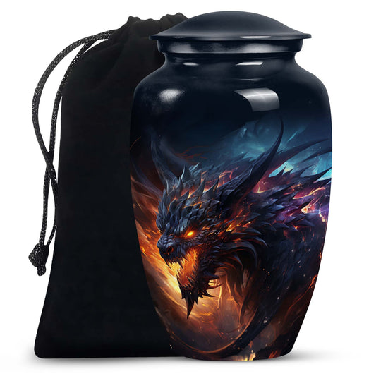 Dragon Flame Warrior Funeral Urn For Ashes - Premium Aluminium Memorial Urn