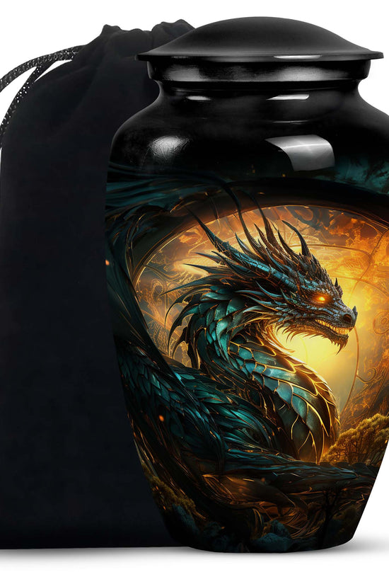 Dragon Warrior Funeral Urn - Aluminium Cremation Urn For Adult Ashes