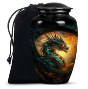 Dragon Warrior Funeral Urn - Aluminium Cremation Urn For Adult Ashes